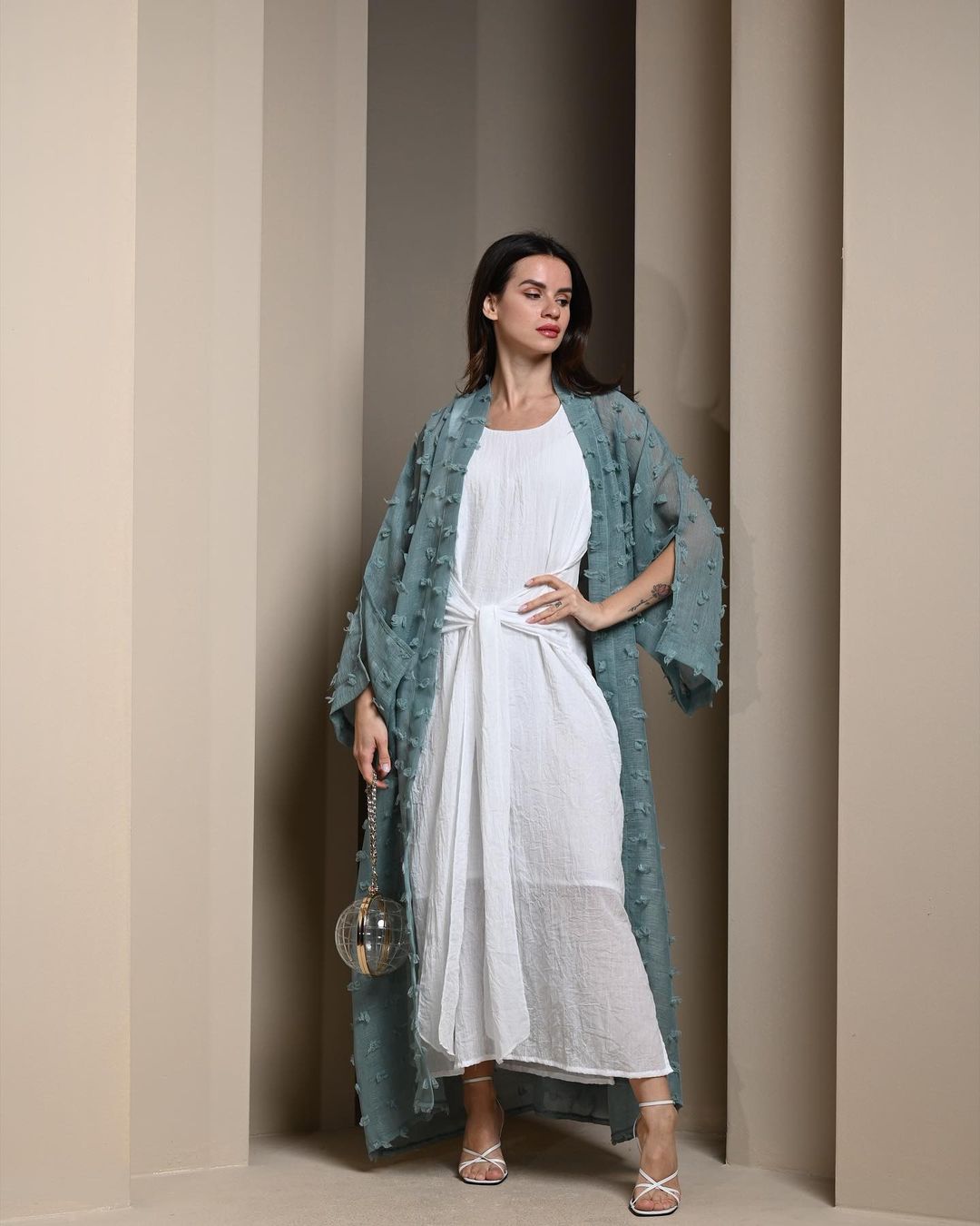 green bisht dress