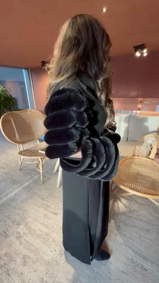 fuzzy black jacket